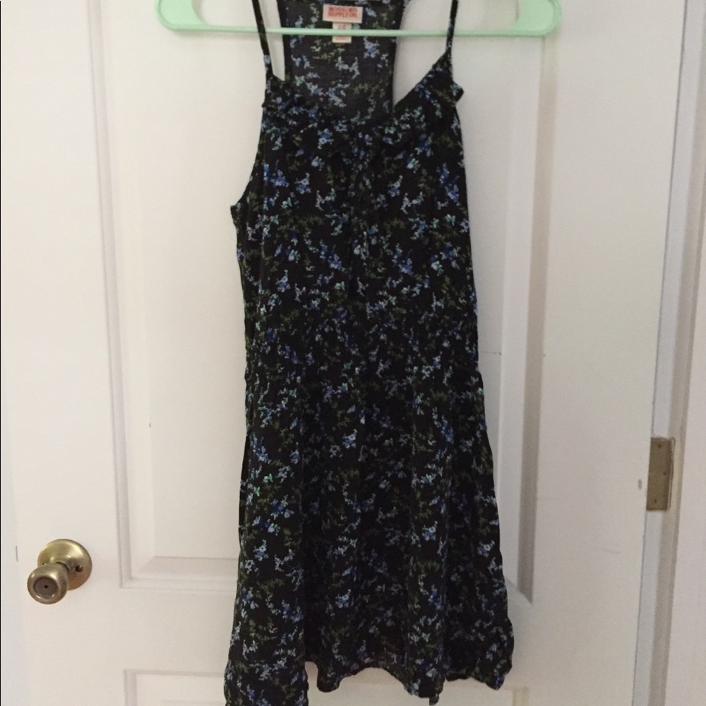 Black floral skater dress